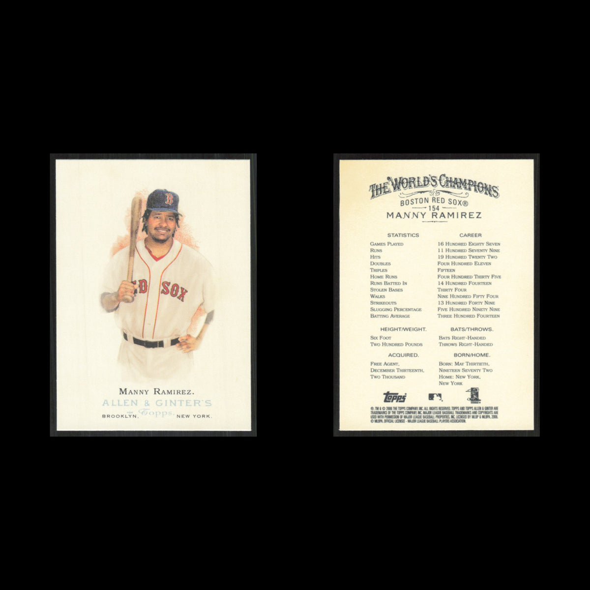 Manny Ramirez #154 2006 Topps Allen - Ginter Boston Red Sox Baseball Card MLB NM