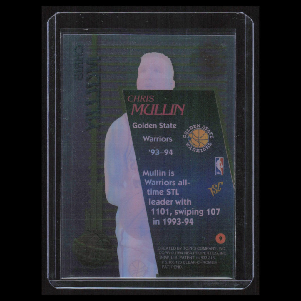 Chris Mullin #9 1994 Topps Stadium Club Clear Cut Golden State Warriors Card NBA