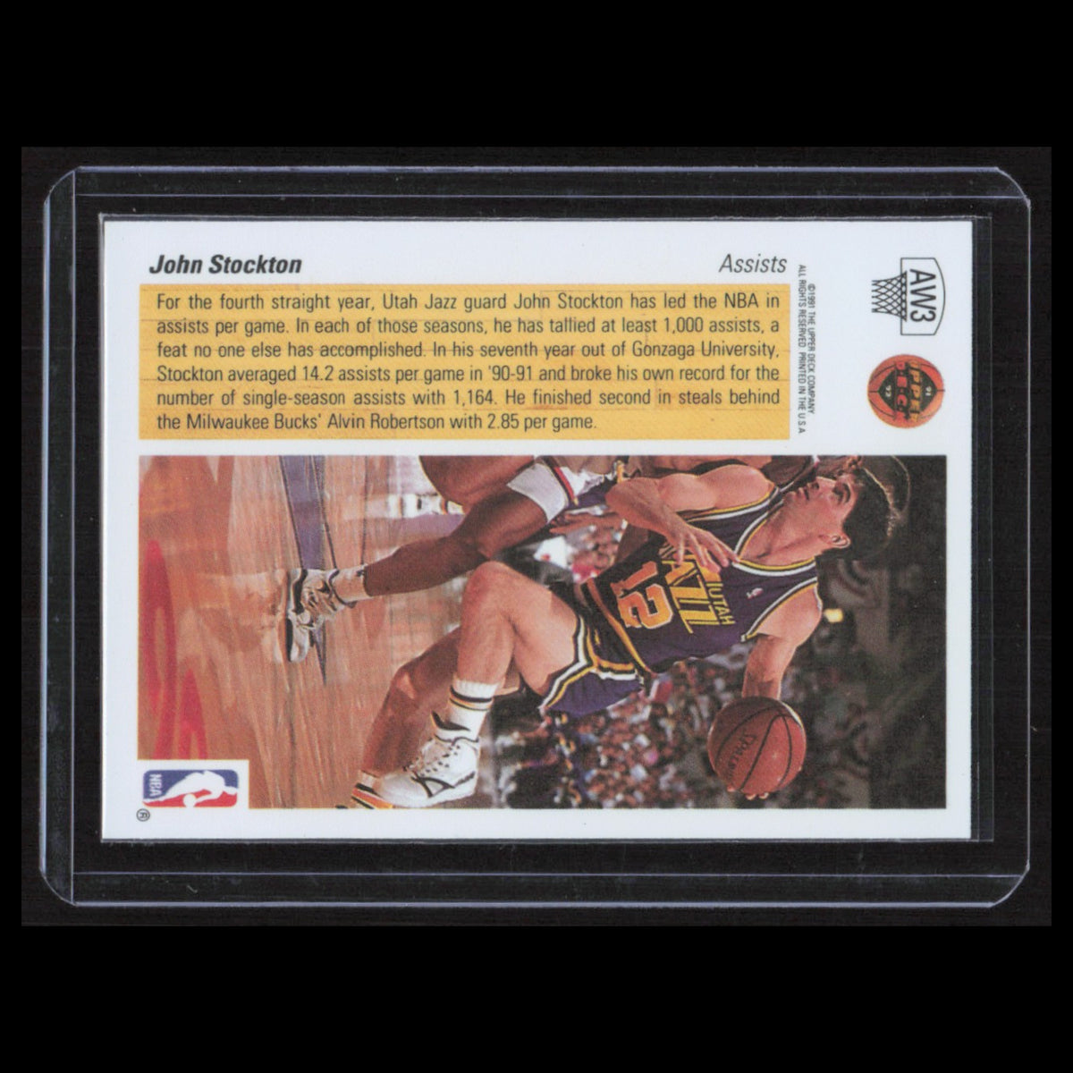 John Stockton #AW3 1991 Upper Deck Utah Jazz Basketball Card NBA NM