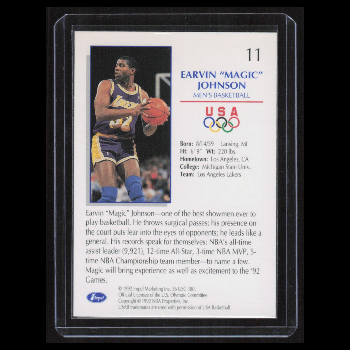 Magic Johnson #11 1992 Upper Deck USA Basketball Card NBA NM