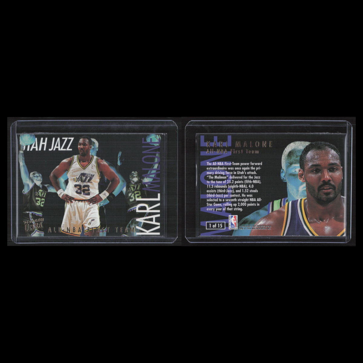 Karl Malone #1 1994 Fleer Ultra NBA First Team Utah Jazz Basketball Card NBA NM