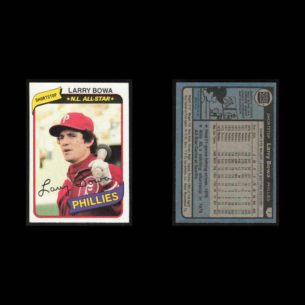 Larry Bowa #7 1980 Topps Burger King Philadelphia Phillies Philadelphia Phillies