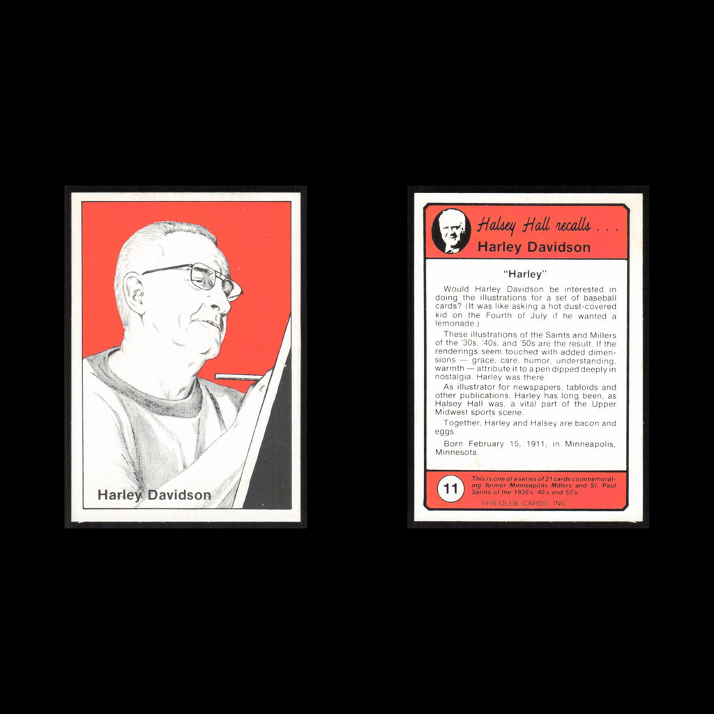 Harley Davidson #11 1978 Olde Cards Halsey Hall Recalls Baseball Card MLB NM