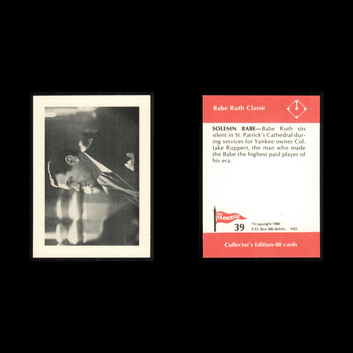 Babe Ruth #39 1980 The Franchise Babe Ruth Classic Baseball Card MLB NM