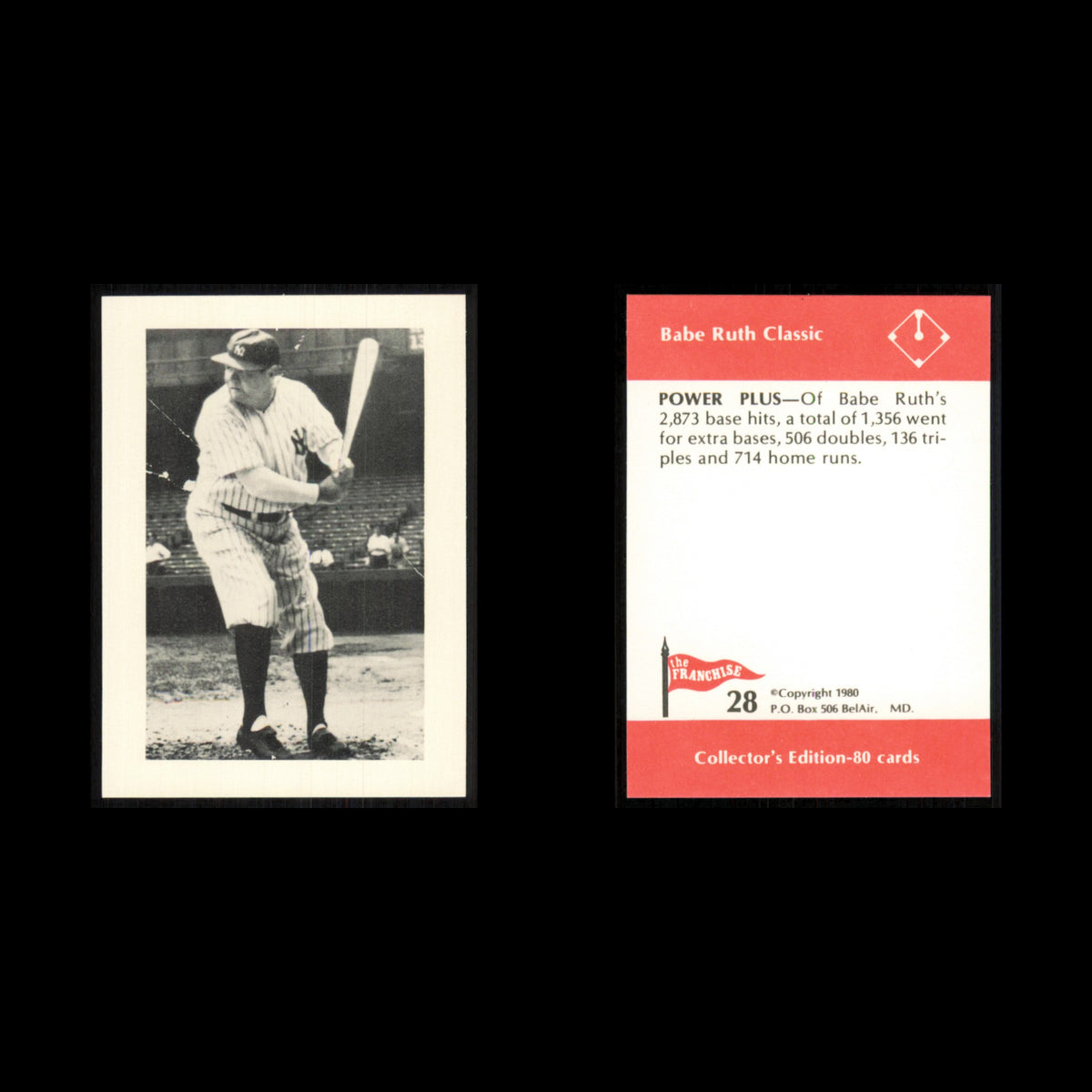Babe Ruth #28 1980 The Franchise Babe Ruth Classic New York Yankees Baseball MLB