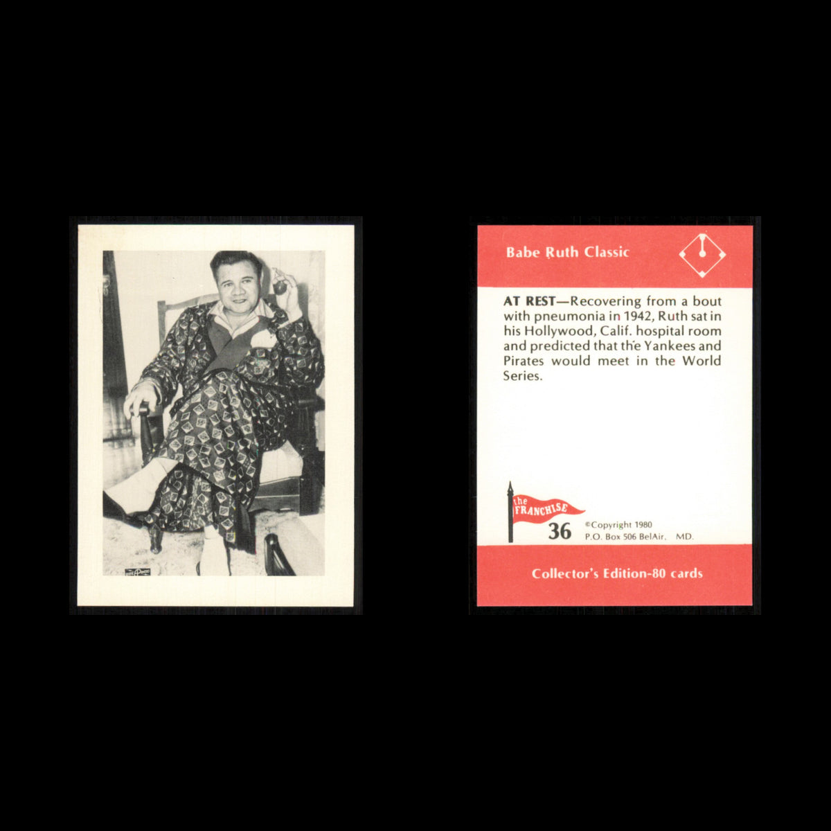 Babe Ruth #36 1980 The Franchise Babe Ruth Classic Baseball Card MLB NM