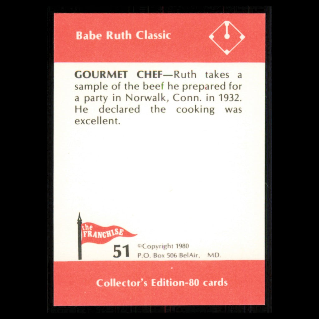 Babe Ruth #51 1980 The Franchise Babe Ruth Classic Baseball Card MLB NM