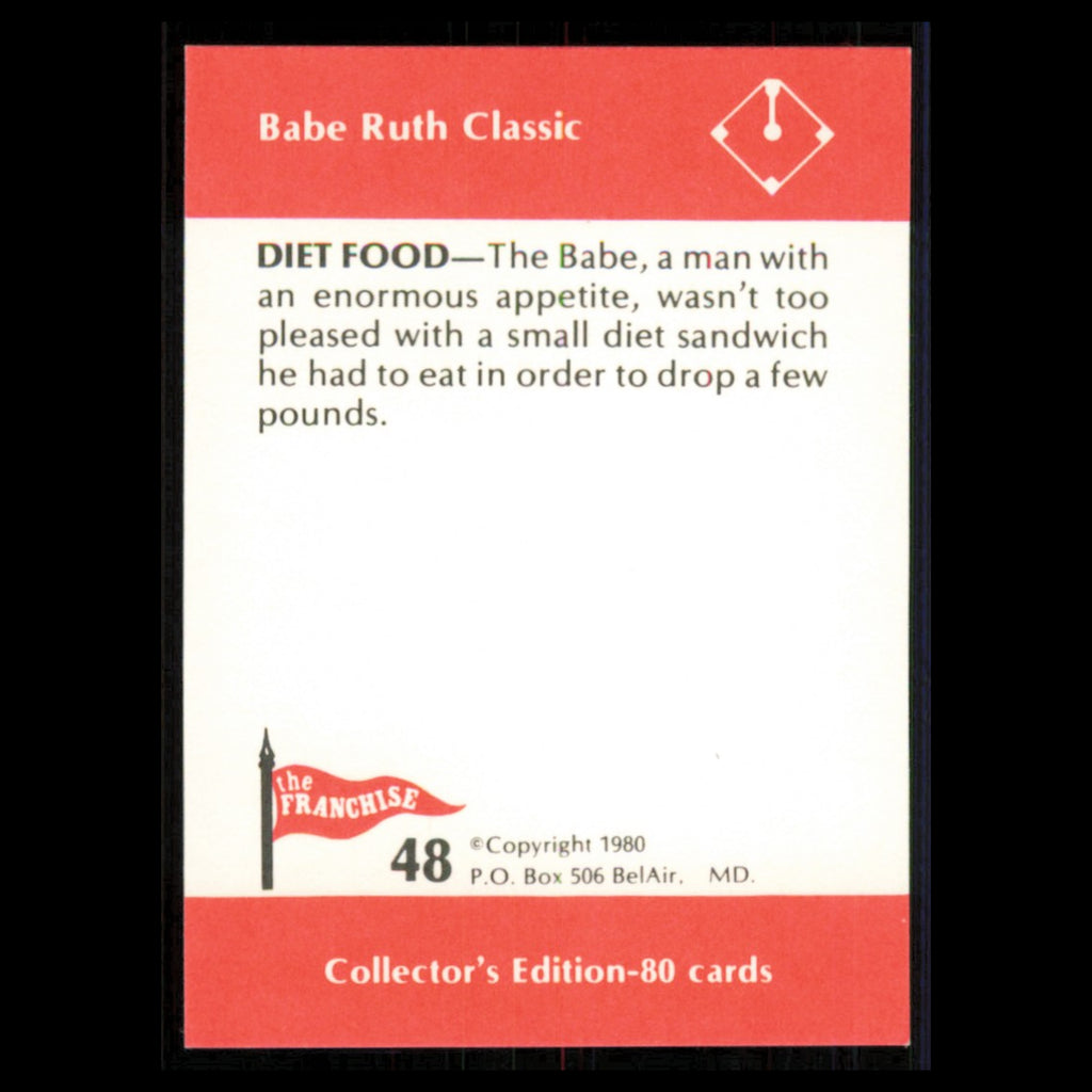 Babe Ruth #48 1980 The Franchise Babe Ruth Classic Baseball Card MLB NM