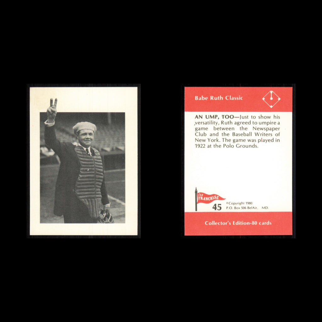 Babe Ruth #45 1980 The Franchise Babe Ruth Classic Baseball Card MLB NM
