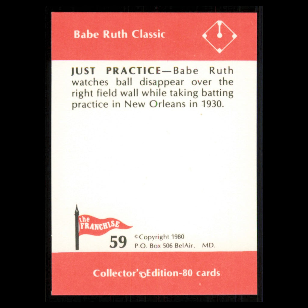 Babe Ruth #59 1980 The Franchise Babe Ruth Classic Baseball Card MLB NM