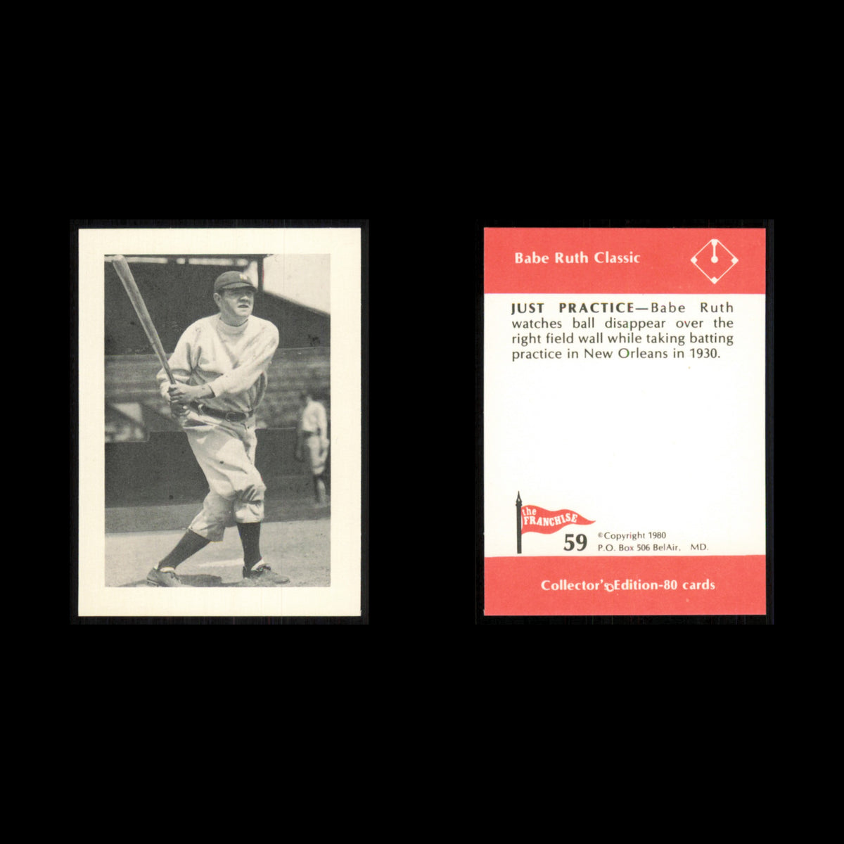 Babe Ruth #59 1980 The Franchise Babe Ruth Classic Baseball Card MLB NM