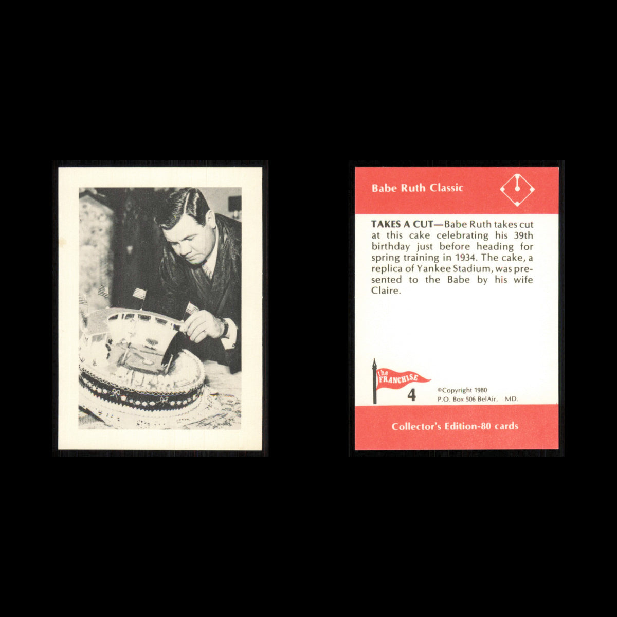 Babe Ruth #4 1980 The Franchise Babe Ruth Classic New York Yankees Baseball Card