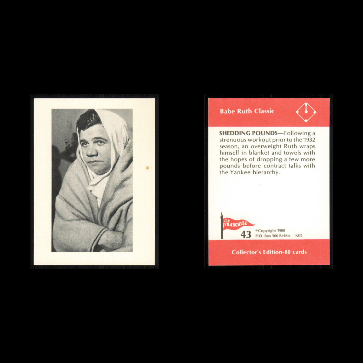 Babe Ruth #43 1980 The Franchise Babe Ruth Classic Baseball Card MLB NM