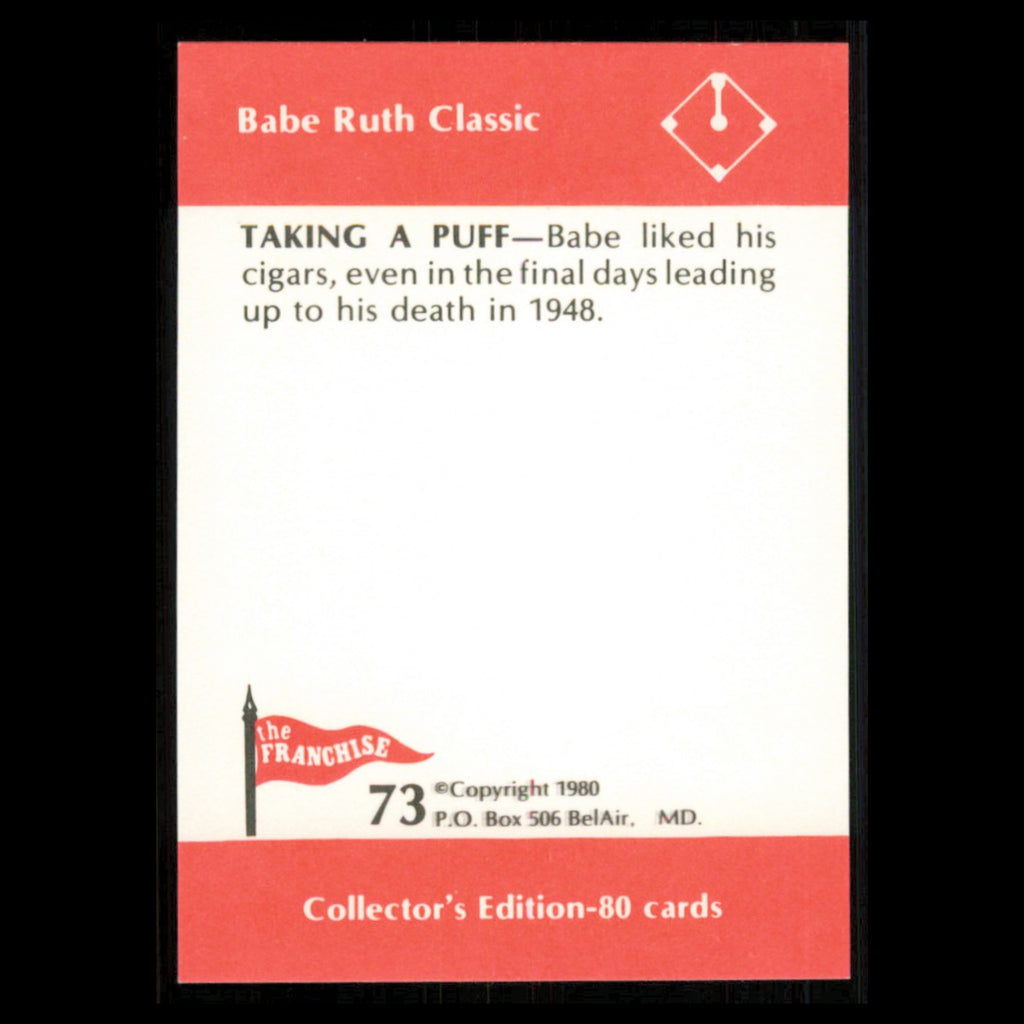 Babe Ruth #73 1980 The Franchise Babe Ruth Classic Baseball Card MLB NM