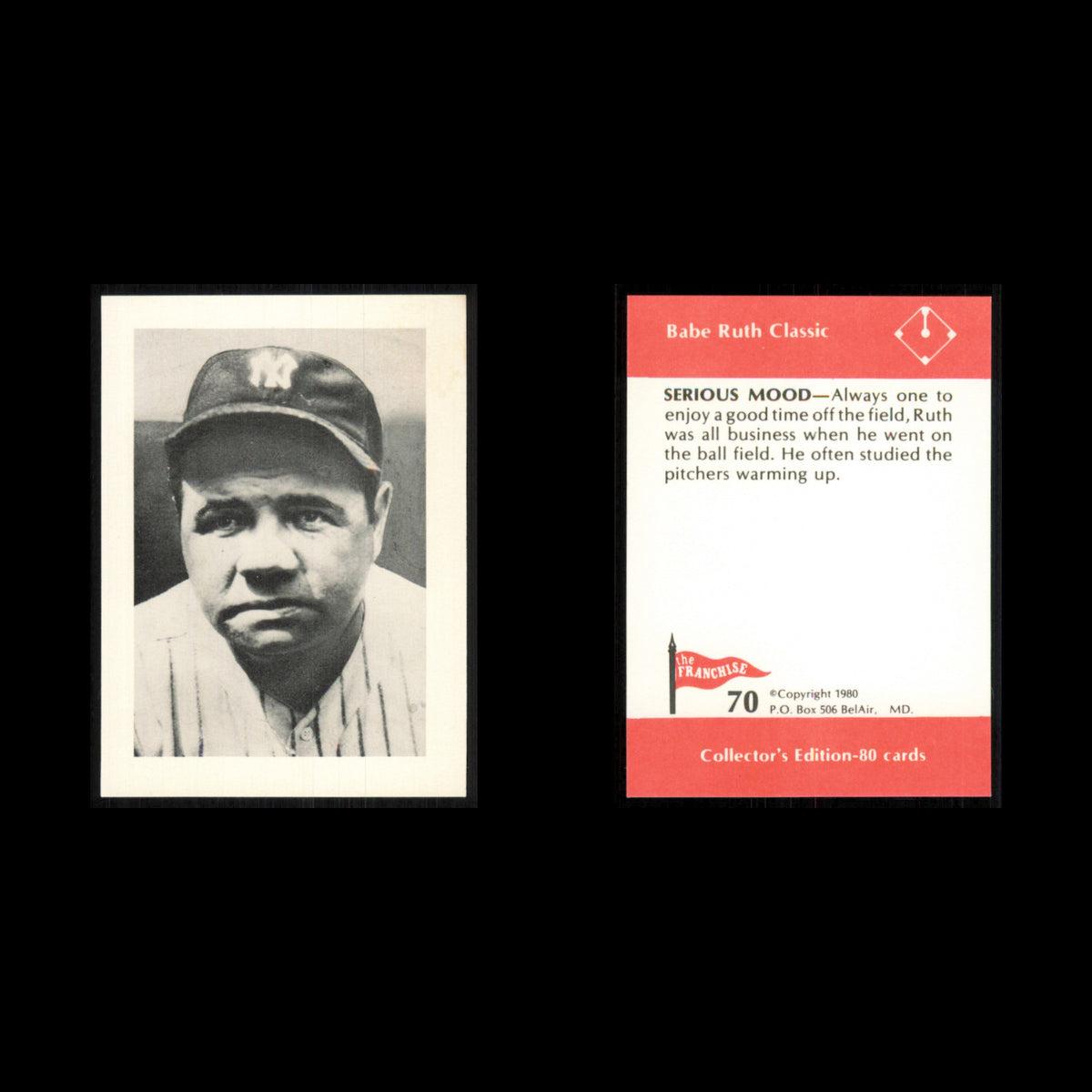 Babe Ruth #70 1980 The Franchise Babe Ruth Classic New York Yankees Baseball MLB
