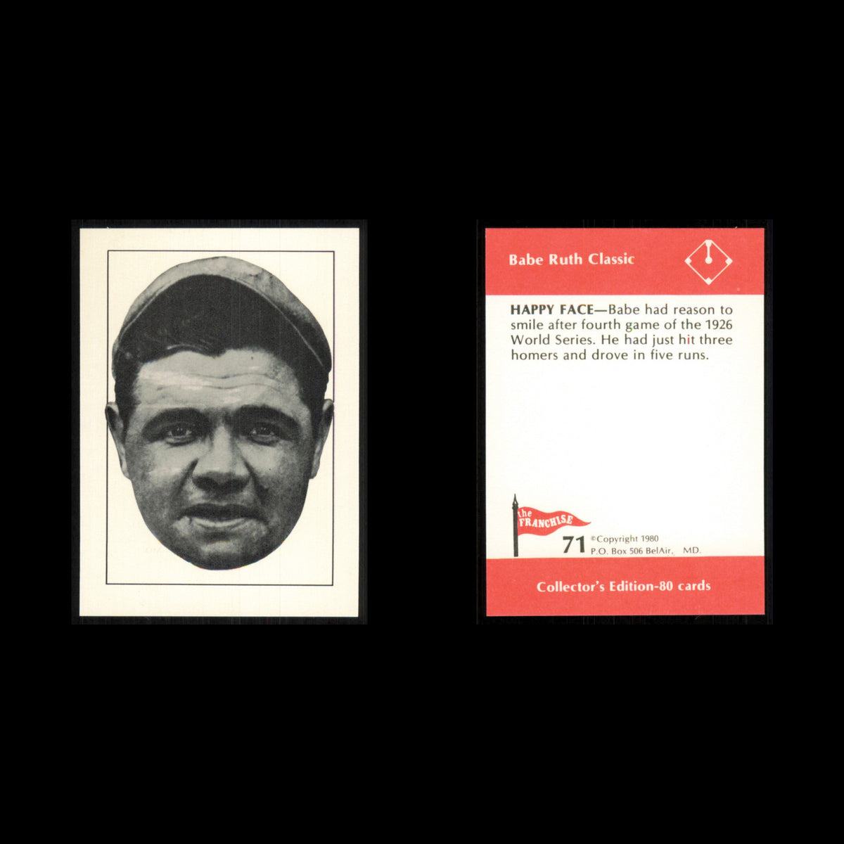 Babe Ruth #71 1980 The Franchise Babe Ruth Classic Baseball Card MLB NM