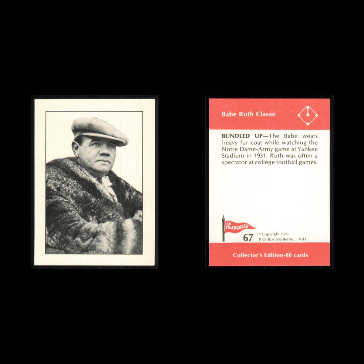 Babe Ruth #67 1980 The Franchise Babe Ruth Classic Baseball Card MLB NM