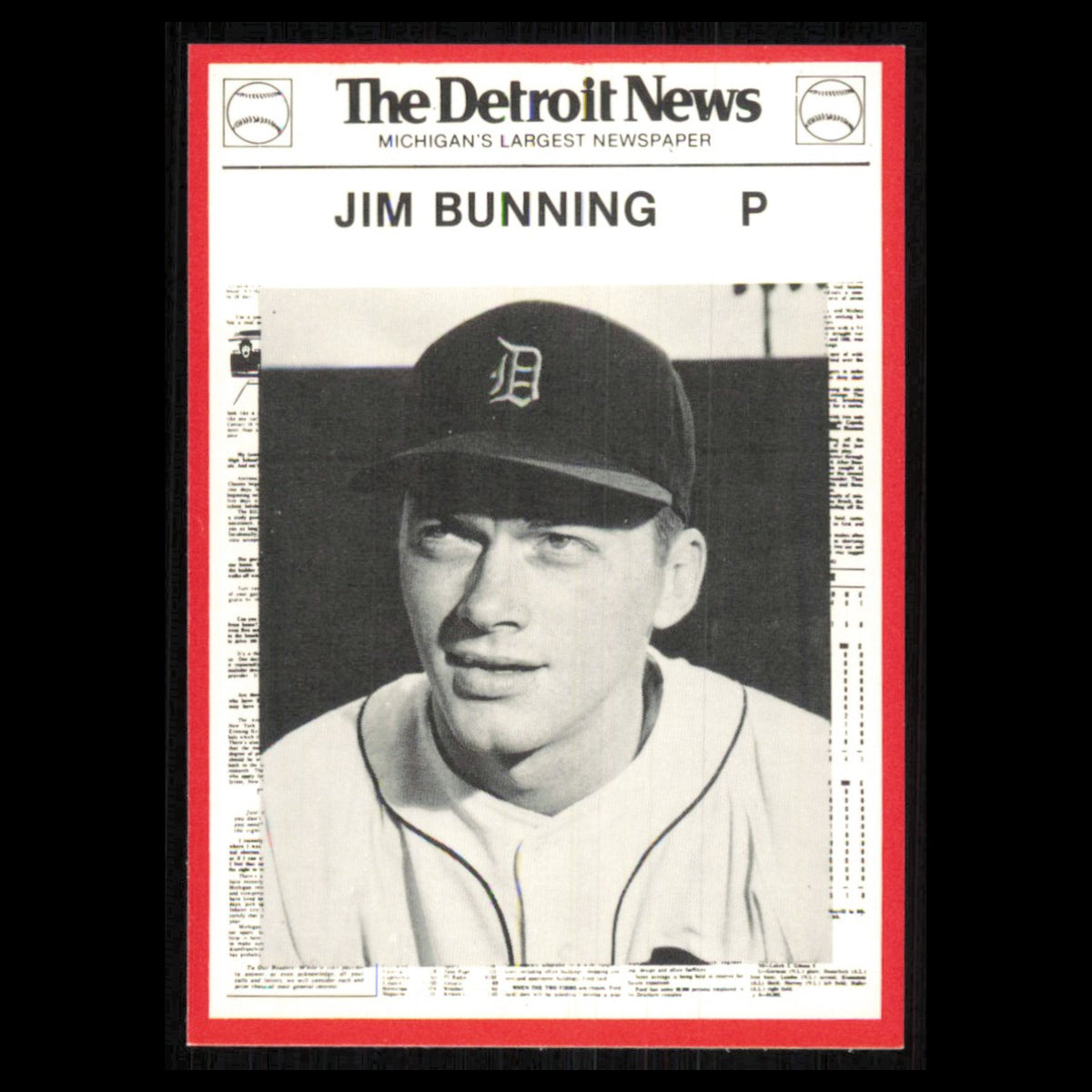 Jim Bunning #97 1981 Detroit News Detroit Tigers Baseball Card MLB NM