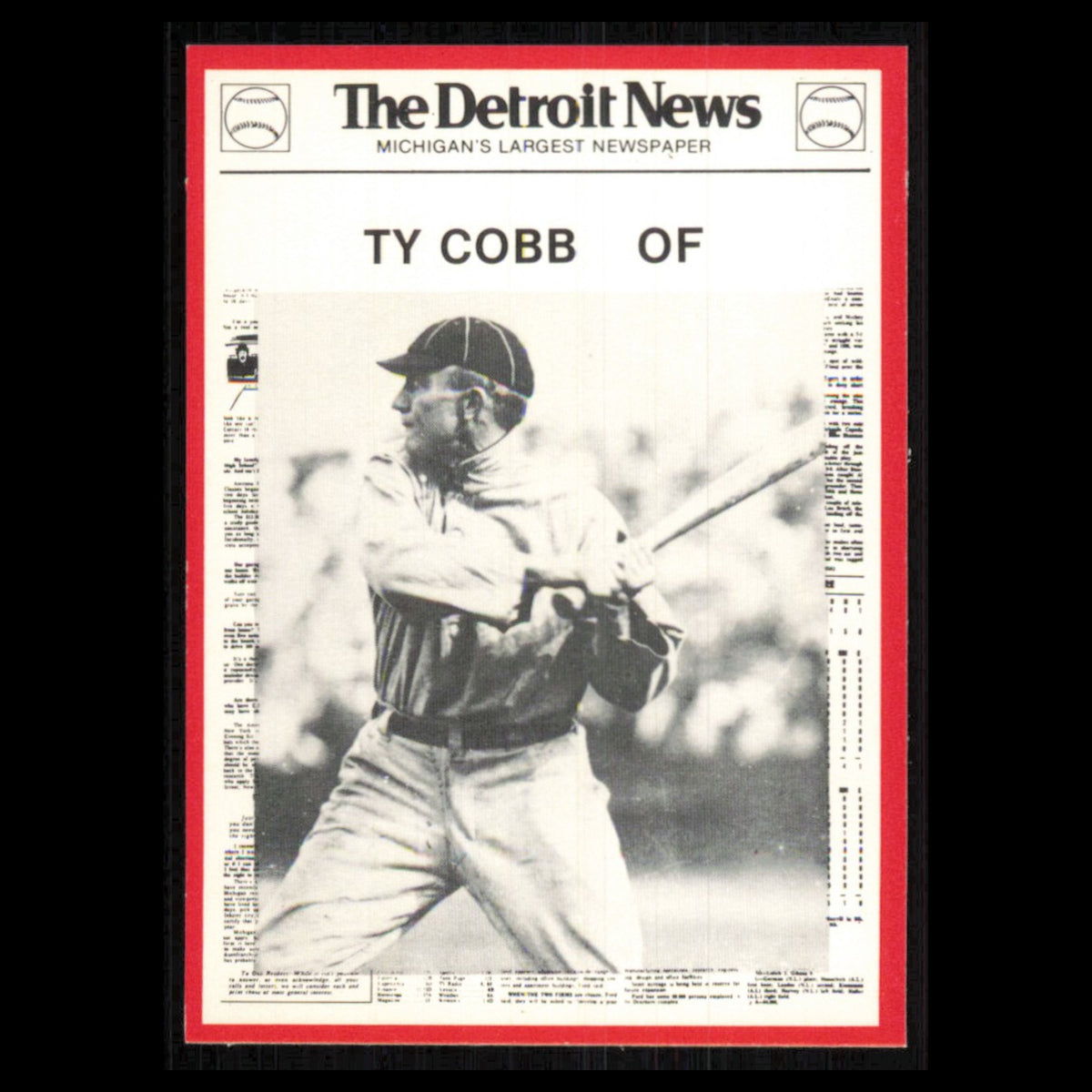 Ty Cobb #17 1981 Detroit News Detroit Tigers Baseball Card MLB NM