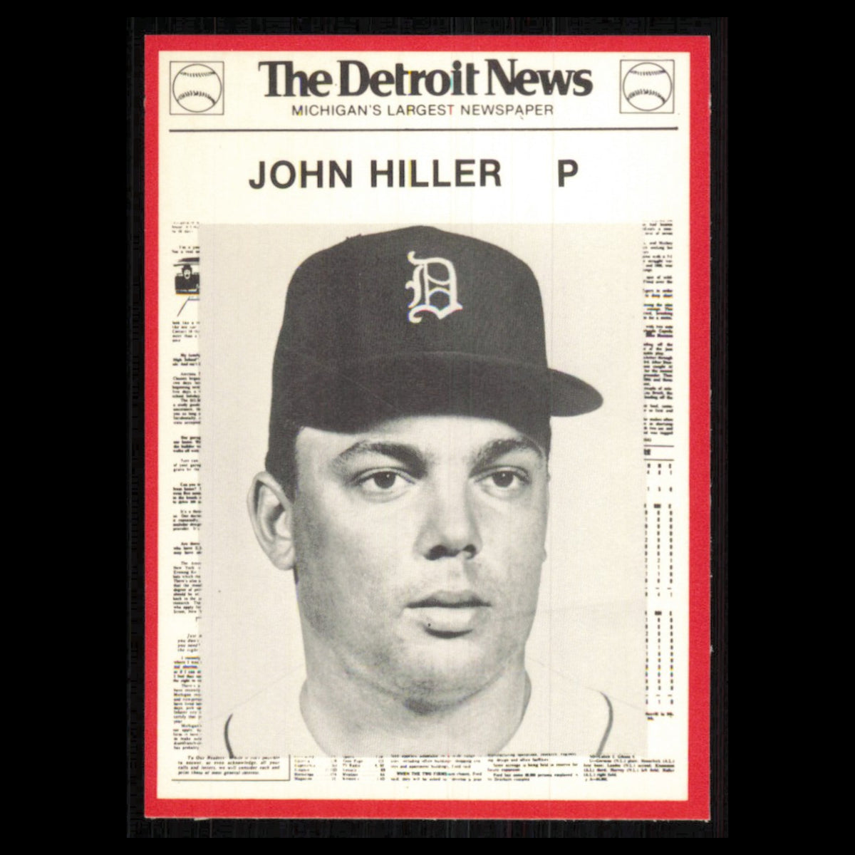 John Hiller #12 1981 Detroit News Detroit Tigers Baseball Card MLB NM