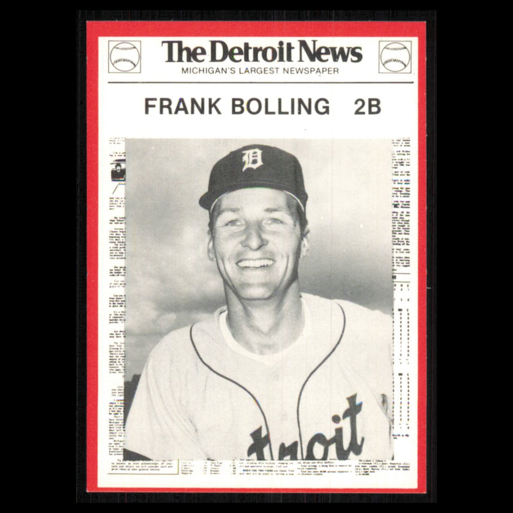 Frank Bolling #103 1981 Detroit News Detroit Tigers Baseball Card MLB NM
