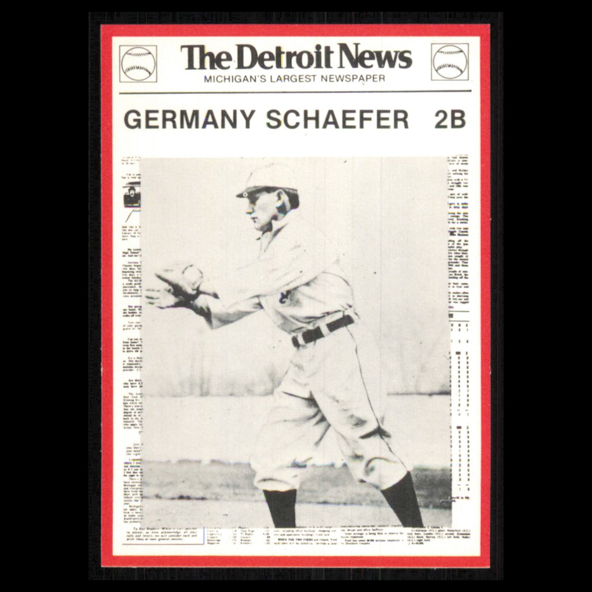 Germany Schaefer #102 1981 Detroit News Detroit Tigers Baseball Card MLB NM