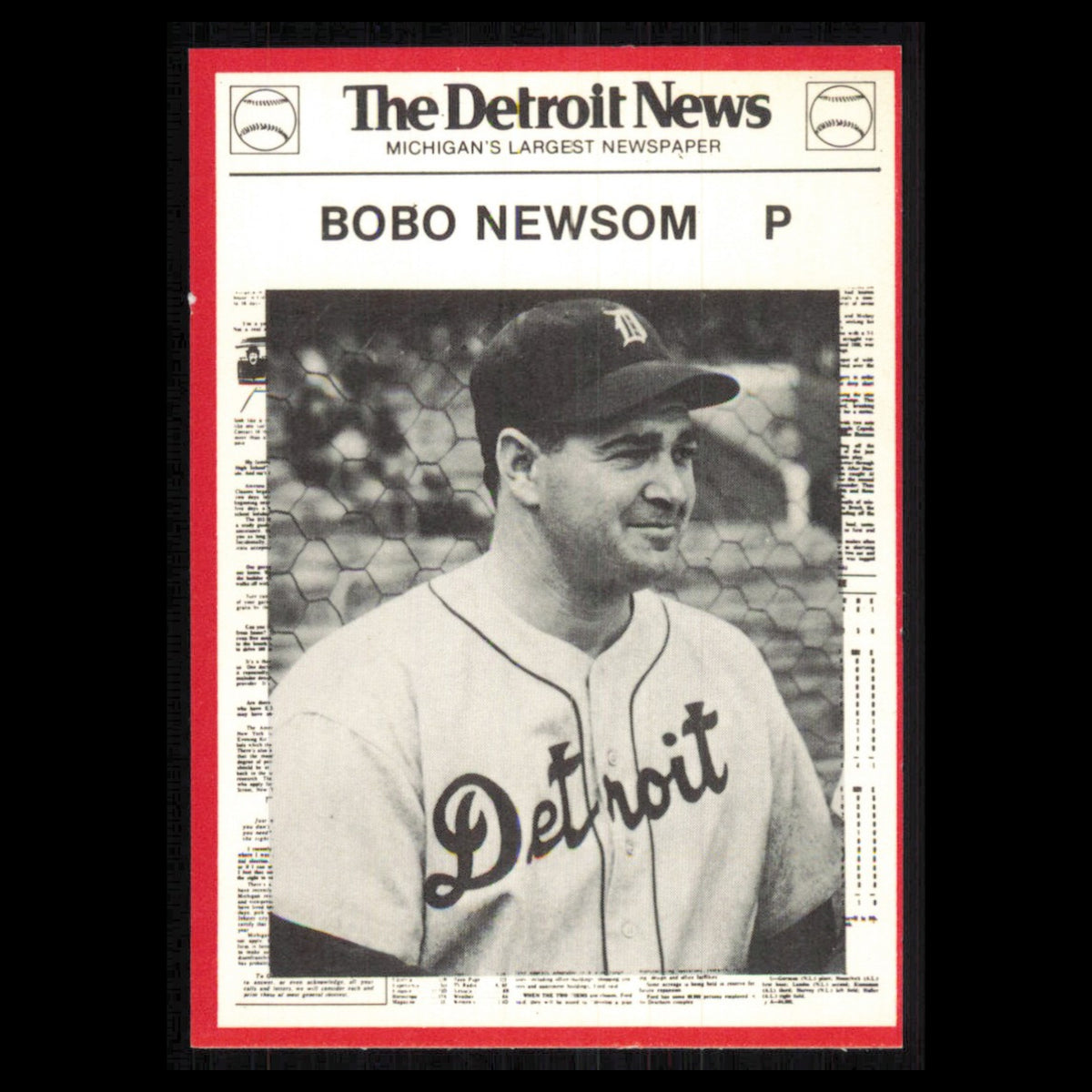 Bobo Newsom #64 1981 Detroit News Detroit Tigers Baseball Card MLB NM