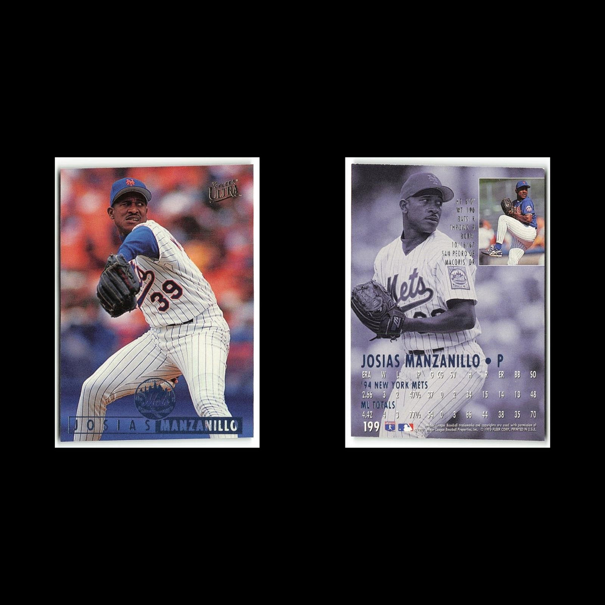 Josias Manzanillo #199 1995 Fleer Ultra New York Mets Baseball Card MLB NM