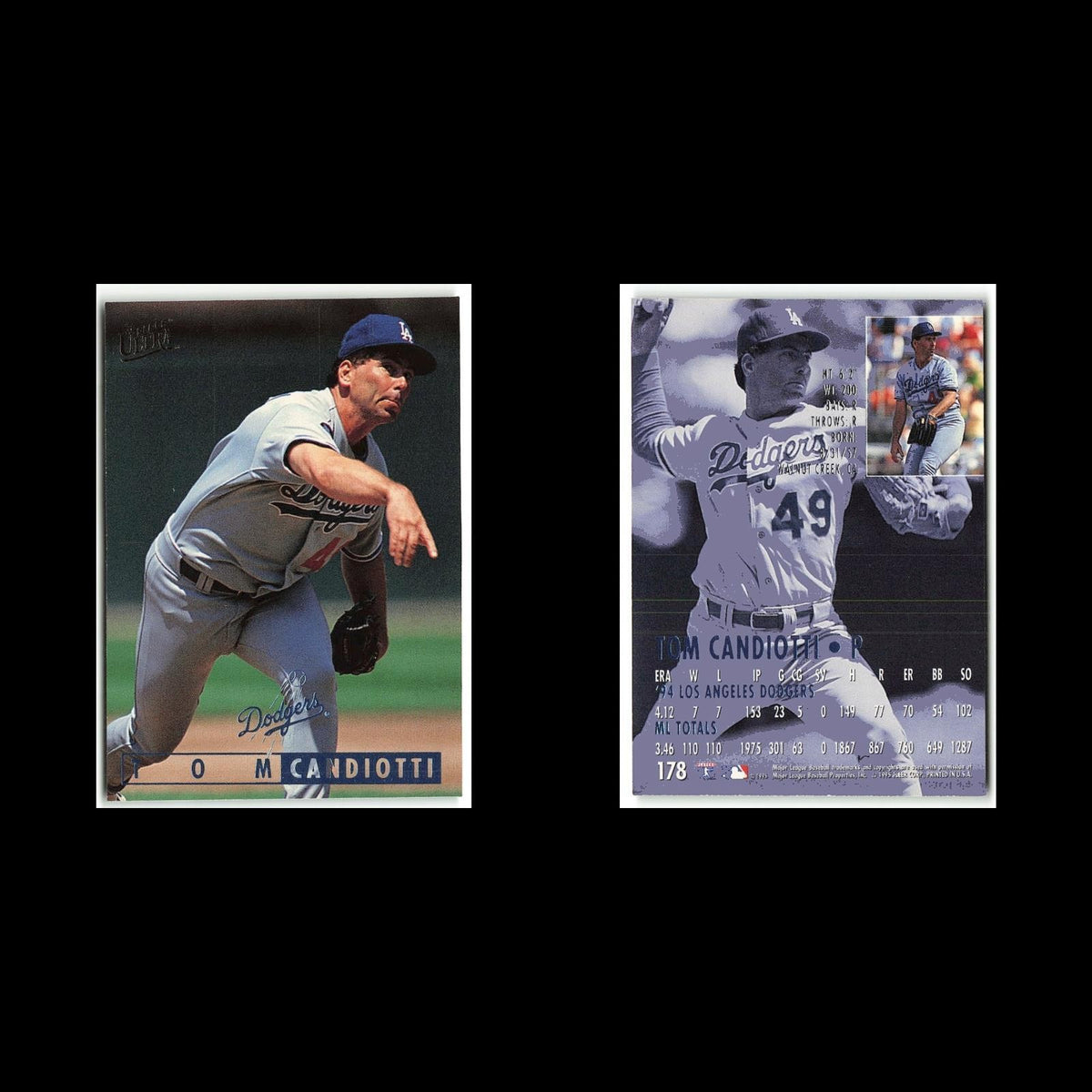 Tom Candiotti #178 1995 Fleer Ultra Los Angeles Dodgers Baseball Card MLB NM