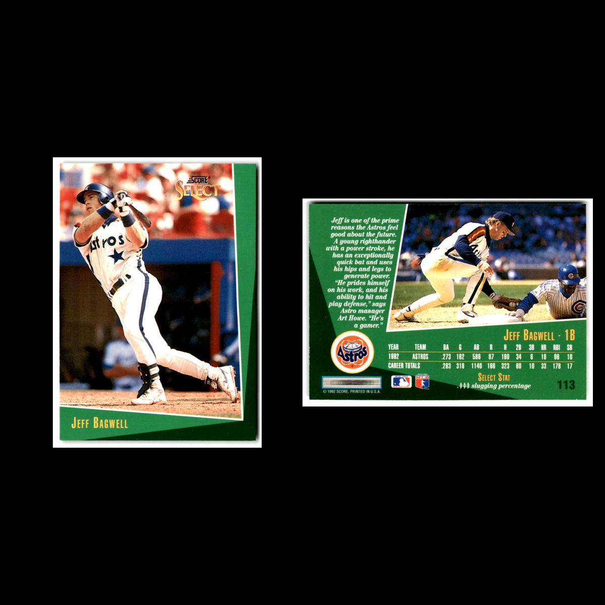 Jeff Bagwell #113 1993 Select Houston Astros Baseball Card MLB NM