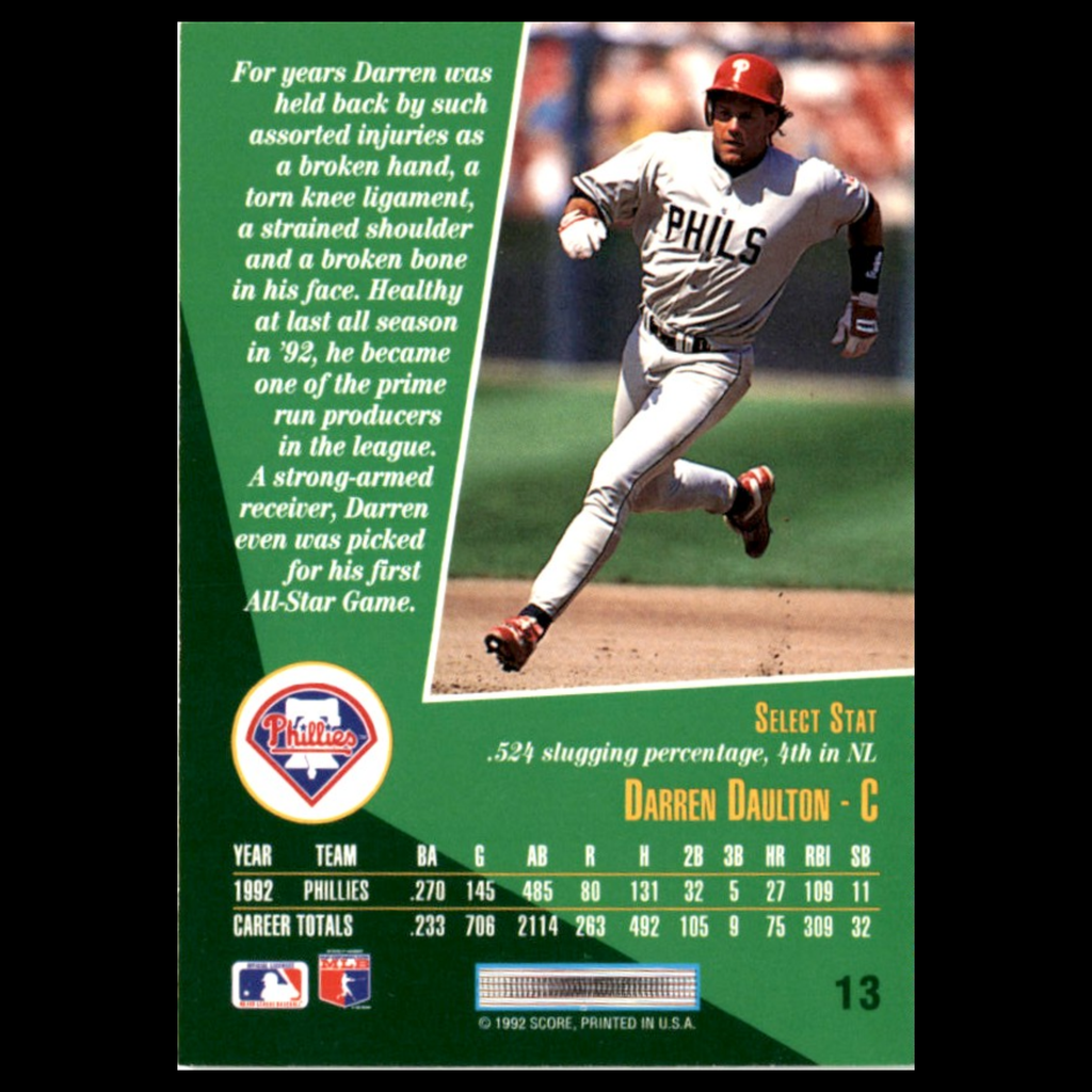 Darren Daulton #13 1993 Select Philadelphia Phillies Baseball Card MLB NM