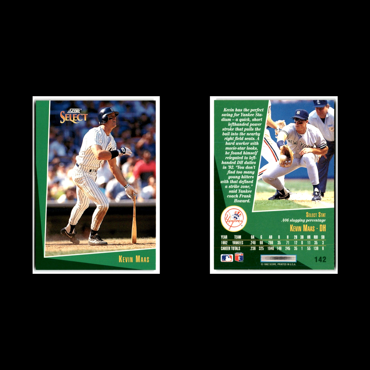 Kevin Maas #142 1993 Select New York Yankees Baseball Card MLB NM