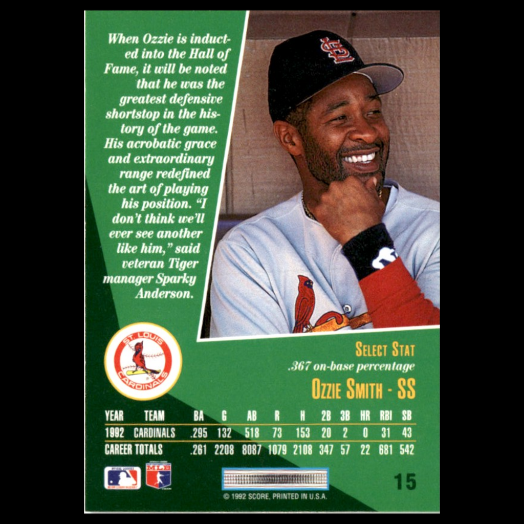 Ozzie Smith #15 1993 Select St. Louis Cardinals/San Francisco Giants Baseball NM