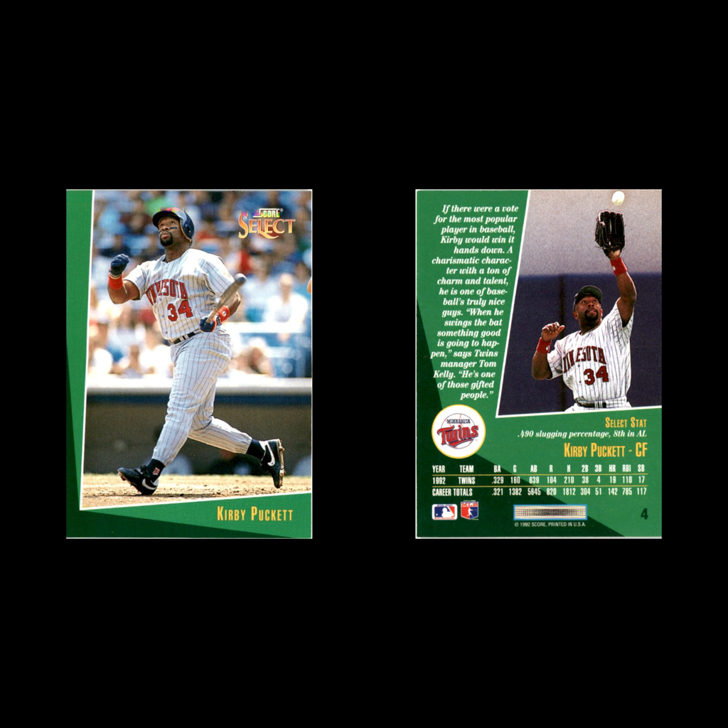 Kirby Puckett #4 1993 Select Minnesota Twins Baseball Card MLB NM