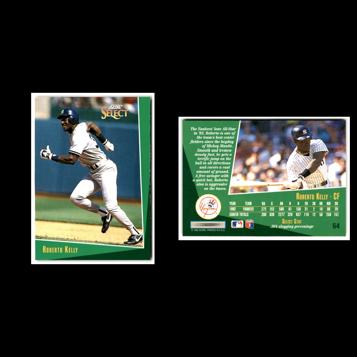 Roberto Kelly #64 1993 Select New York Yankees Baseball Card MLB NM