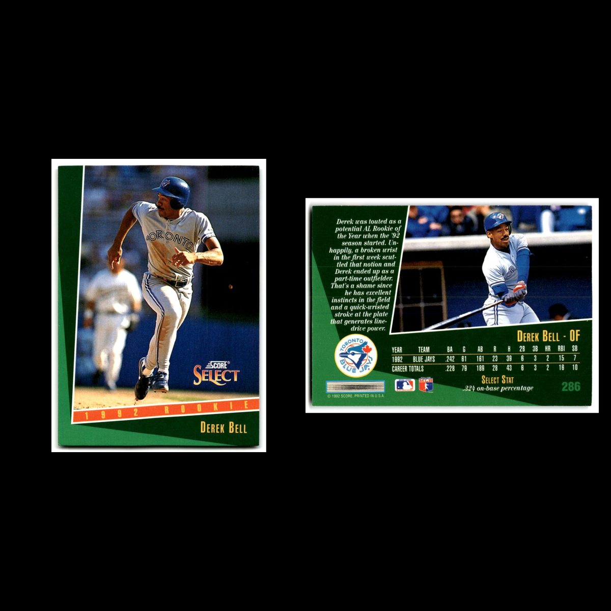 Derek Bell Rookie #286 1993 Select Toronto Blue Jays Baseball Card MLB NM