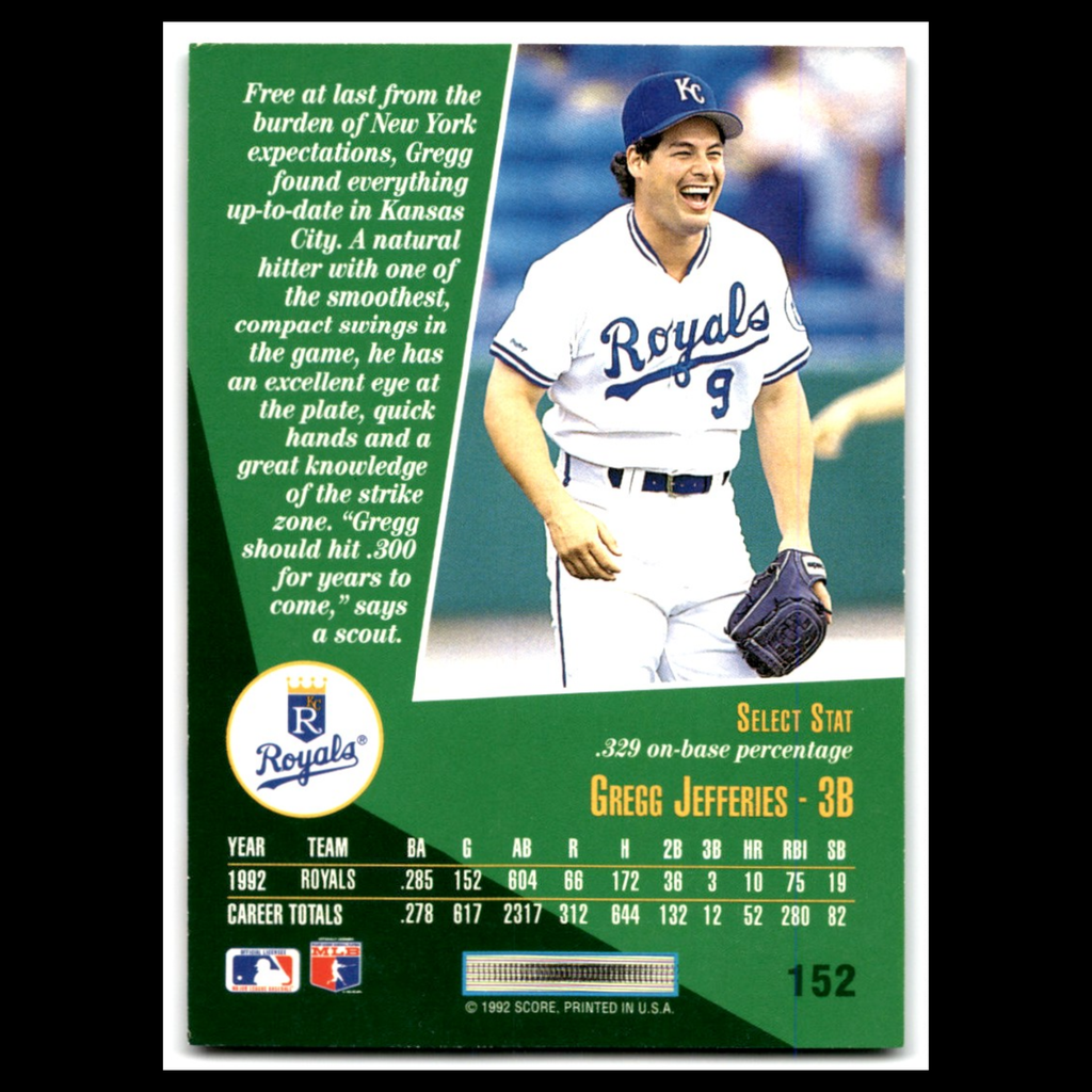 Gregg Jefferies #152 1993 Select Kansas City Royals Baseball Card MLB NM