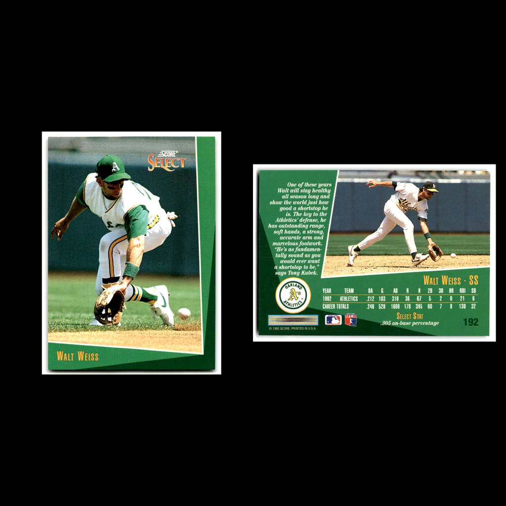 Walt Weiss #192 1993 Select Oakland Athletics Baseball Card MLB NM