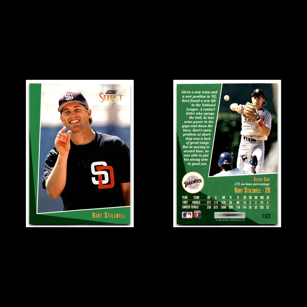 Kurt Stillwell #193 1993 Select San Diego Padres Baseball Card MLB NM