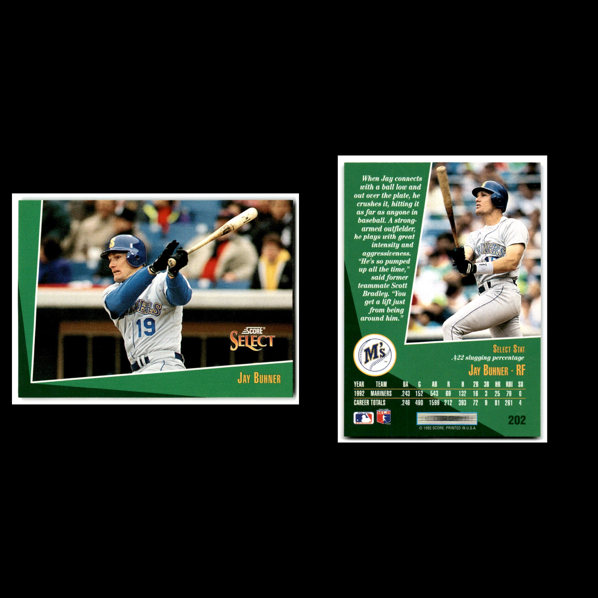 Jay Buhner #202 1993 Select Seattle Mariners Baseball Card MLB NM