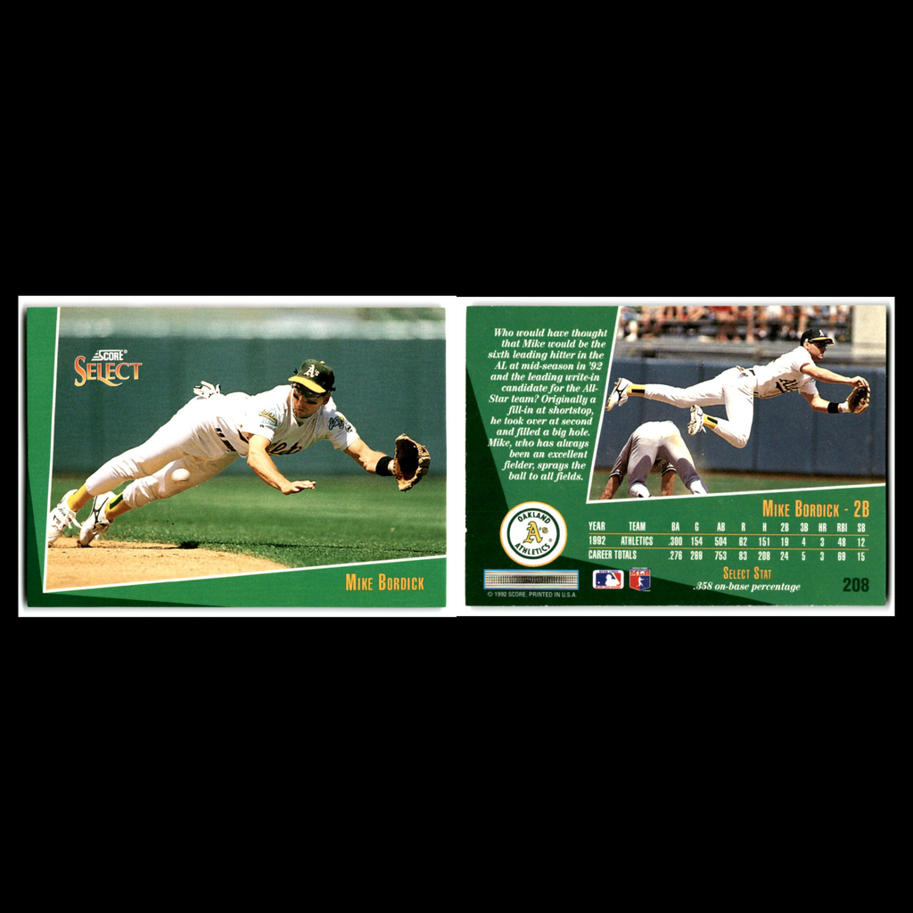 Mike Bordick #208 1993 Select Oakland Athletics Baseball Card MLB NM