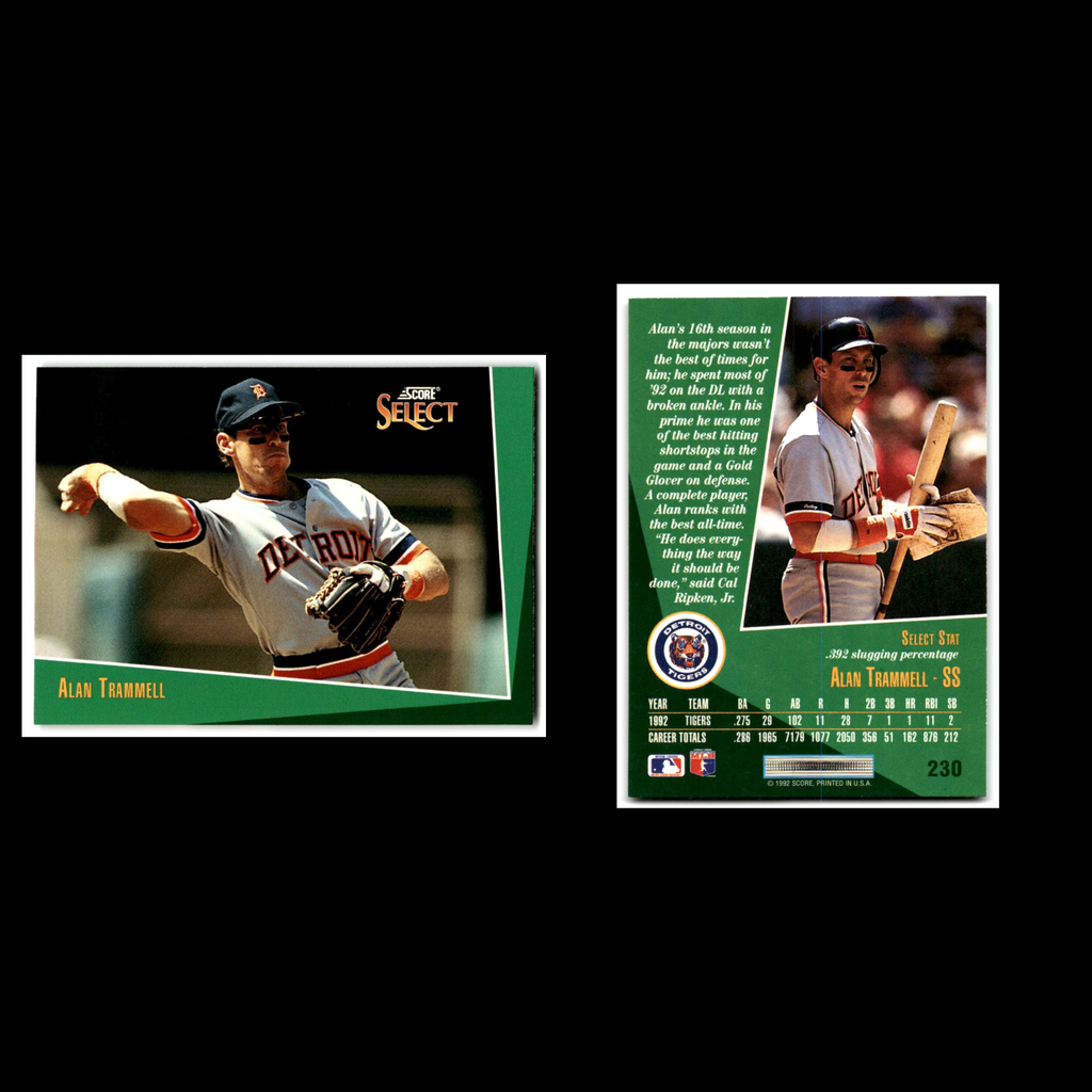 Alan Trammell #230 1993 Select Detroit Tigers Baseball Card MLB NM