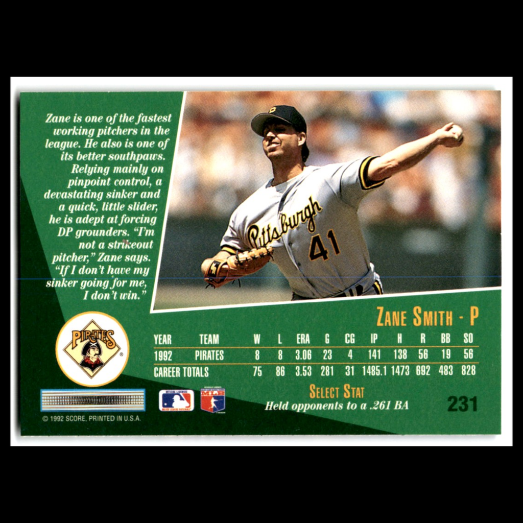 Zane Smith #231 1993 Select Pittsburgh Pirates Baseball Card MLB NM