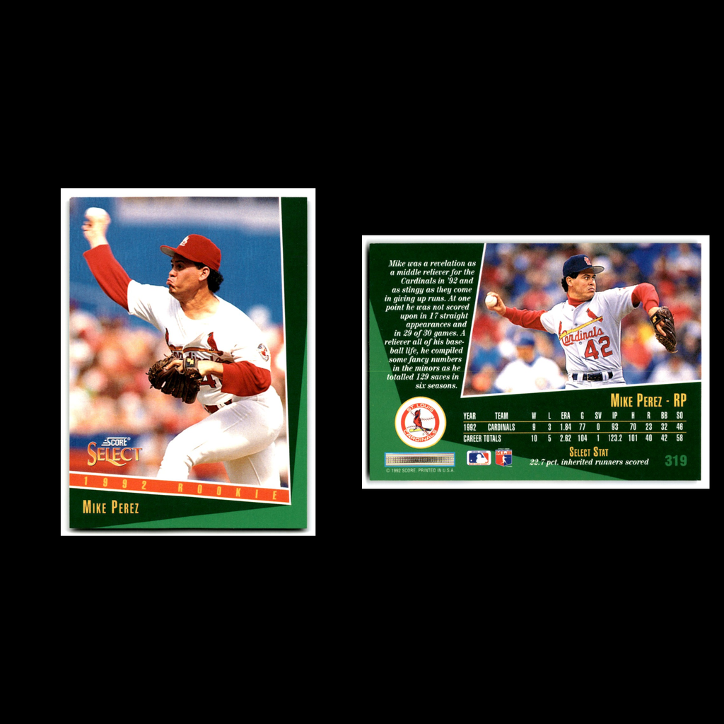 Mike Perez Rookie #319 1993 Select St. Louis Cardinals Baseball Card MLB NM