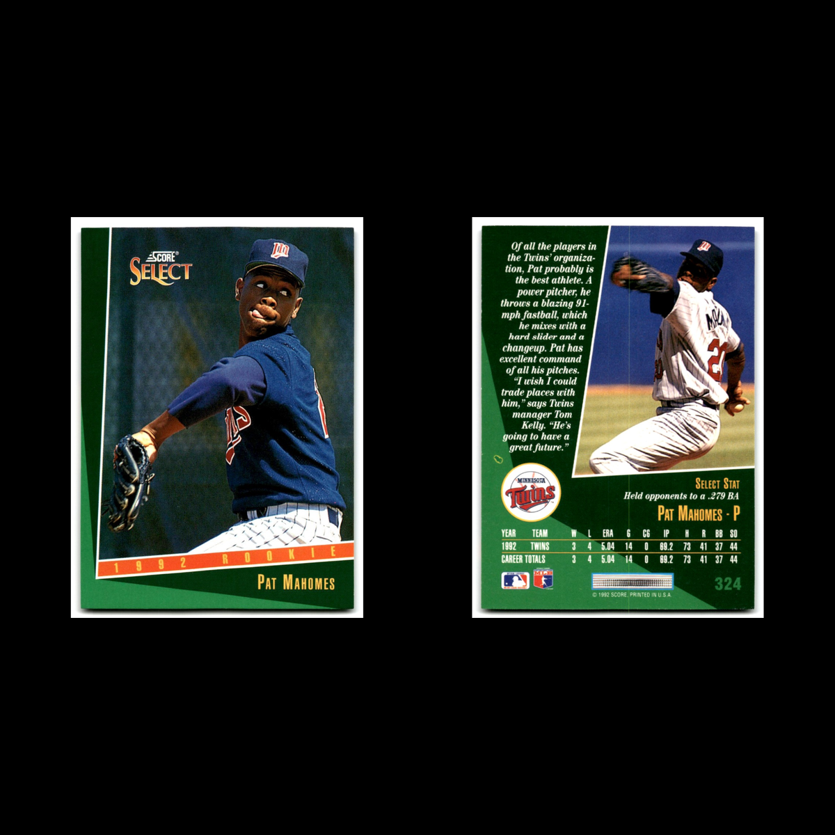 Pat Mahomes Rookie #324 1993 Select Minnesota Twins Baseball Card MLB NM