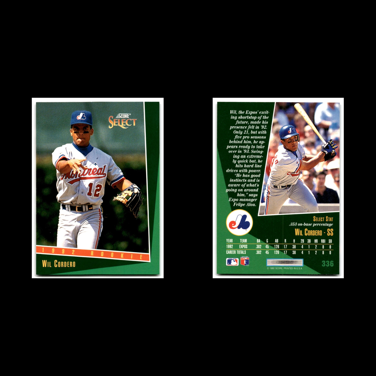 Wil Cordero Rookie #336 1993 Select Montreal Expos Baseball Card MLB NM