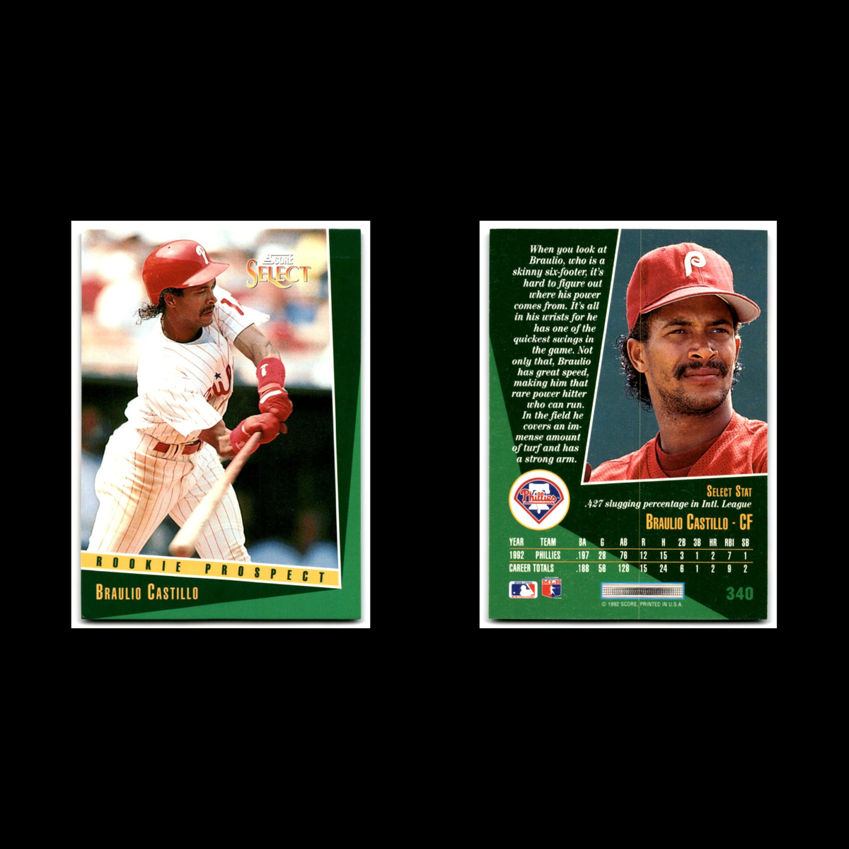 Braulio Castillo Rookie #340 1993 Select Philadelphia Phillies Baseball Card MLB
