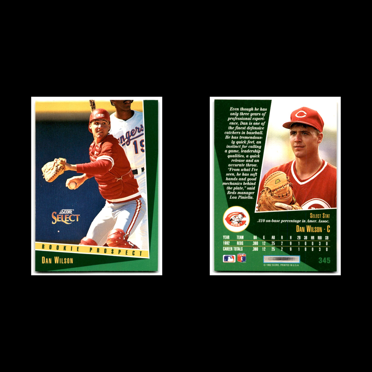 Dan Wilson Rookie #345 1993 Select Cincinnati Reds Baseball Card MLB NM