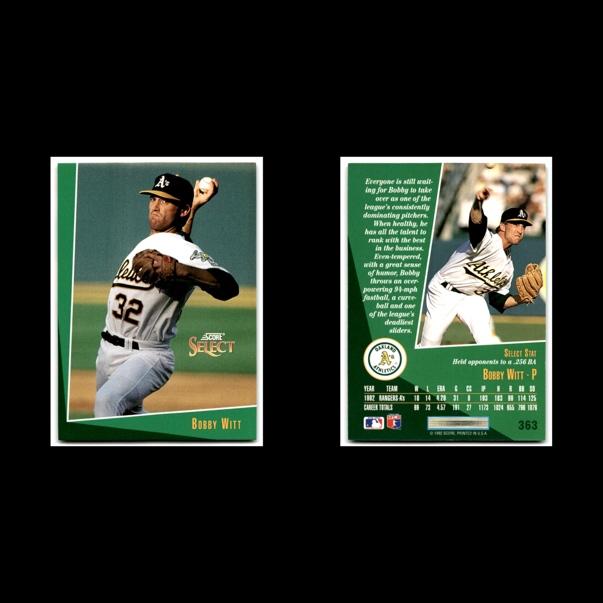 Bobby Witt #363 1993 Select Oakland Athletics Baseball Card MLB NM