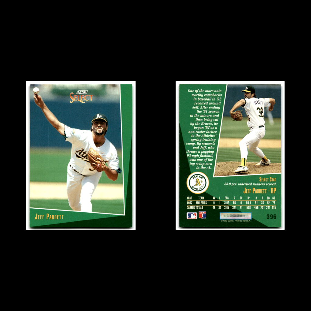Jeff Parrett #396 1993 Select Oakland Athletics Baseball Card MLB NM
